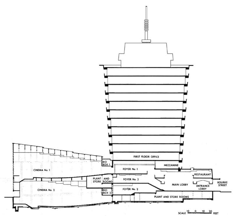 Cross section sketch of 140 Bourke